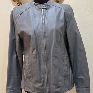 Terry Lewis Classic Luxuries Women's Silver Leather Jacket